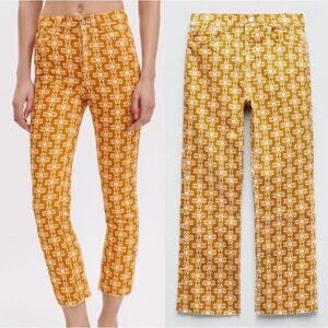 Zara The Dreed Yellow Printed Jeans Women's sz 6